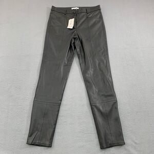 Milly 19HP29 Rue Faux Leather Pants Womens 27 Black Flat Front Mid Rise Skinny